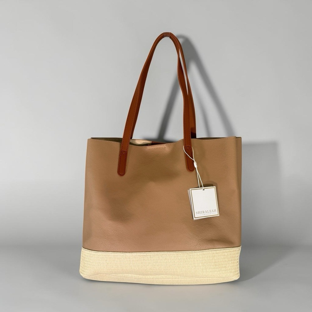 SHIRALEAH NWT $78 Tan Vegan Faux Leather Esme Tote